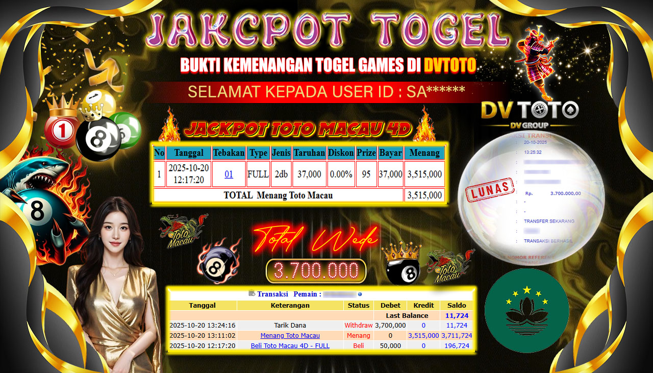 DVTOTO : BUKTI JACKPOT REAL TIME !