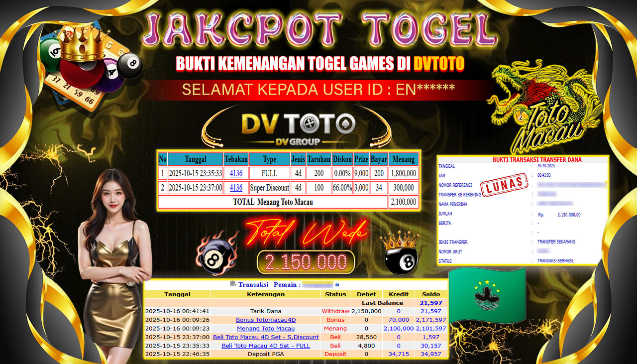 DVTOTO : BUKTI JACKPOT REAL TIME !