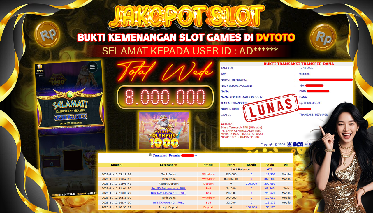 DVTOTO : BUKTI JACKPOT REAL TIME !