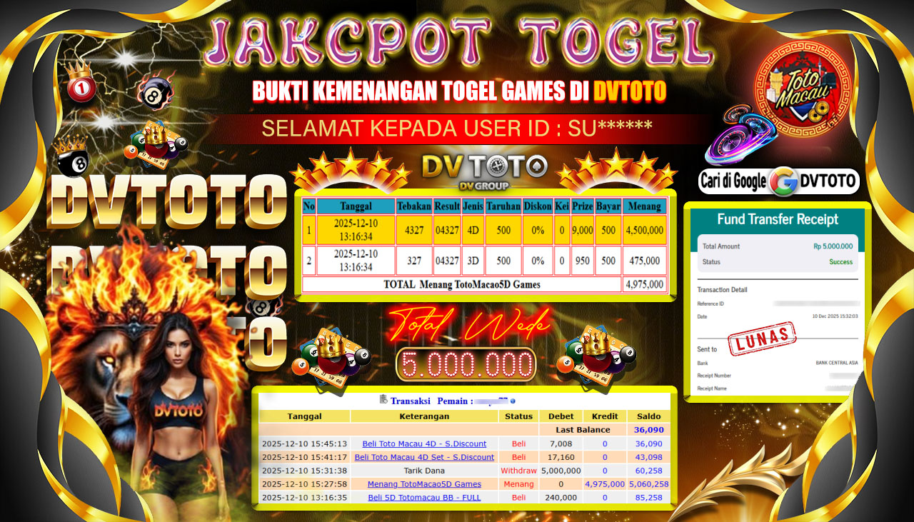DVTOTO : BUKTI JACKPOT REAL TIME !