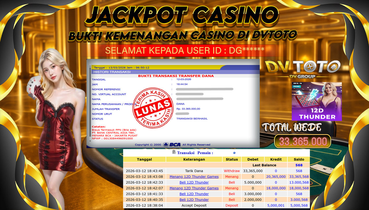 DVTOTO : BUKTI JACKPOT REAL TIME !
